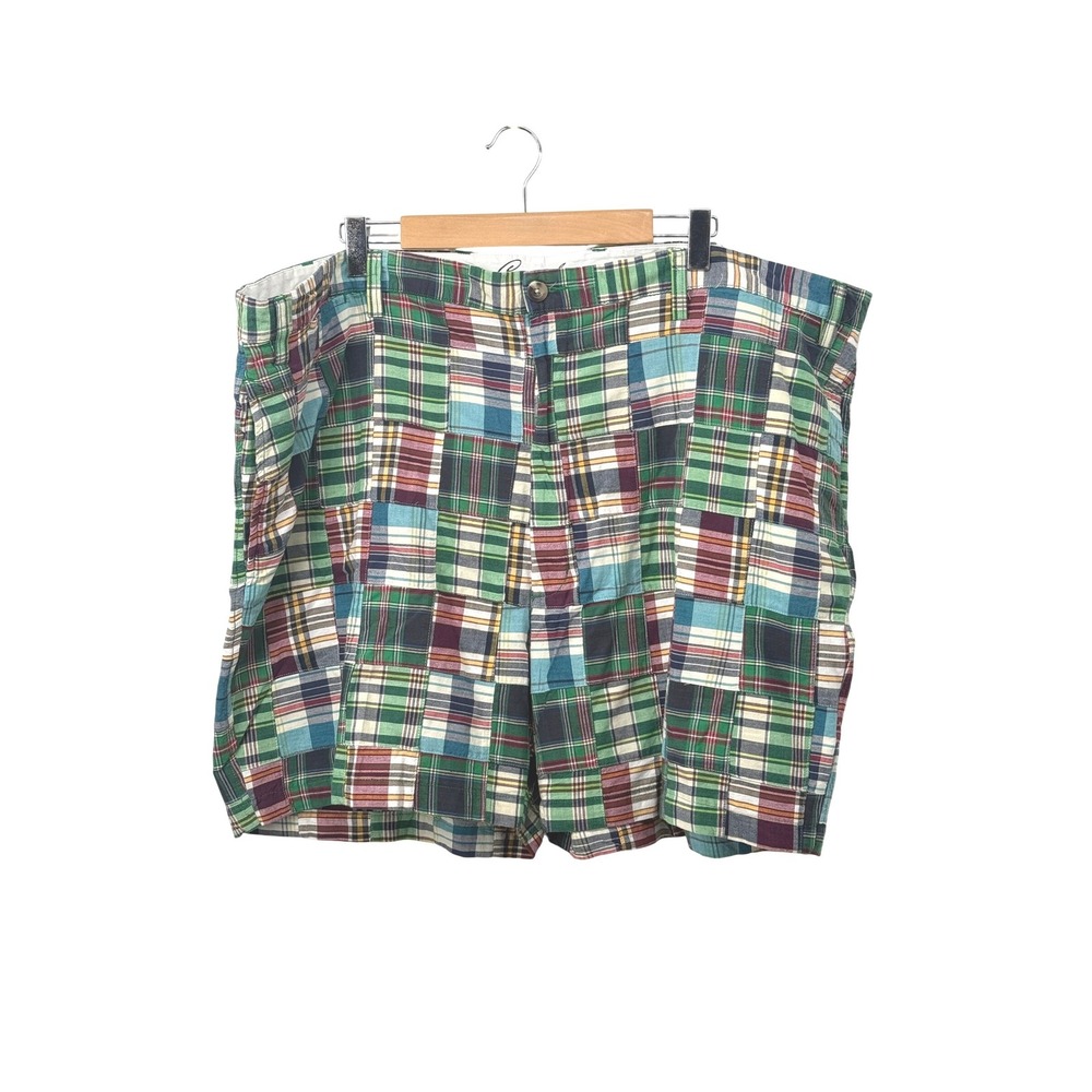 Mens Patchwork Madras Plaid Shorts Preppy Nautical East Coastal 52 Collegiate